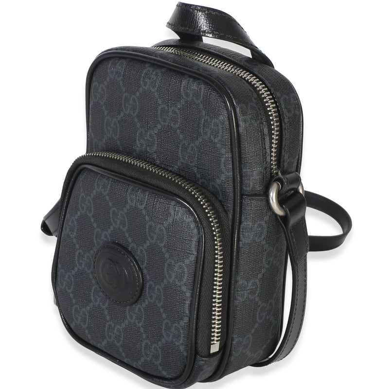 Gucci Black Gg Supreme Mini Interlocking G Crossbody Bag Canvas