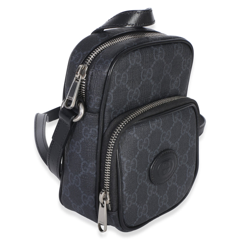 Gucci Black Gg Supreme Mini Interlocking G Crossbody Bag Canvas