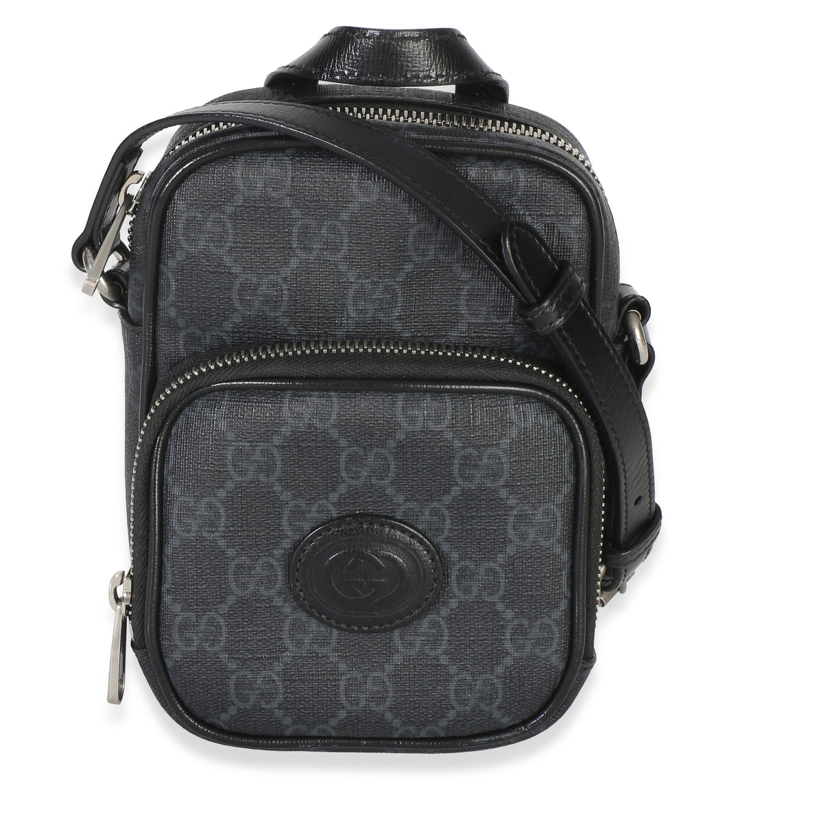 Gucci Black Gg Supreme Mini Interlocking G Crossbody Bag Canvas