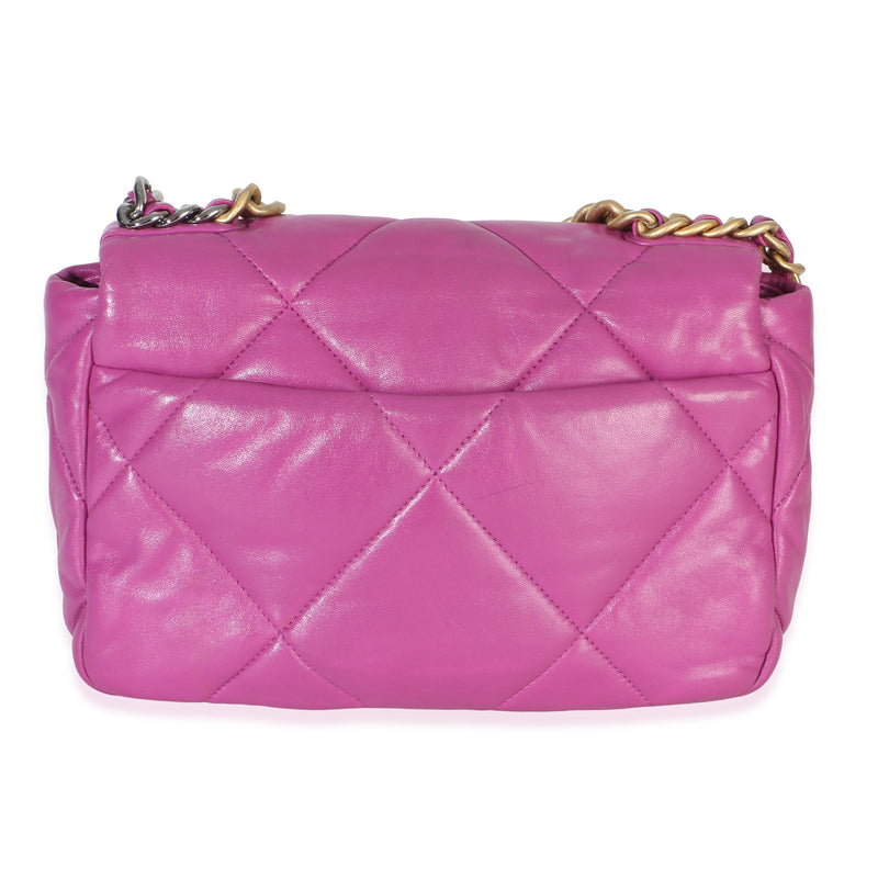 Chanel Purple Quilted Lambskin Medium 19 Flap Bag Leather