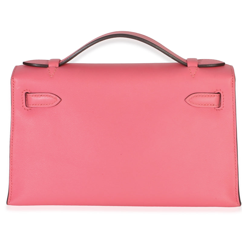 Hermès Rose Azalee Swift Kelly Pochette Ghw Pink Leather Bag