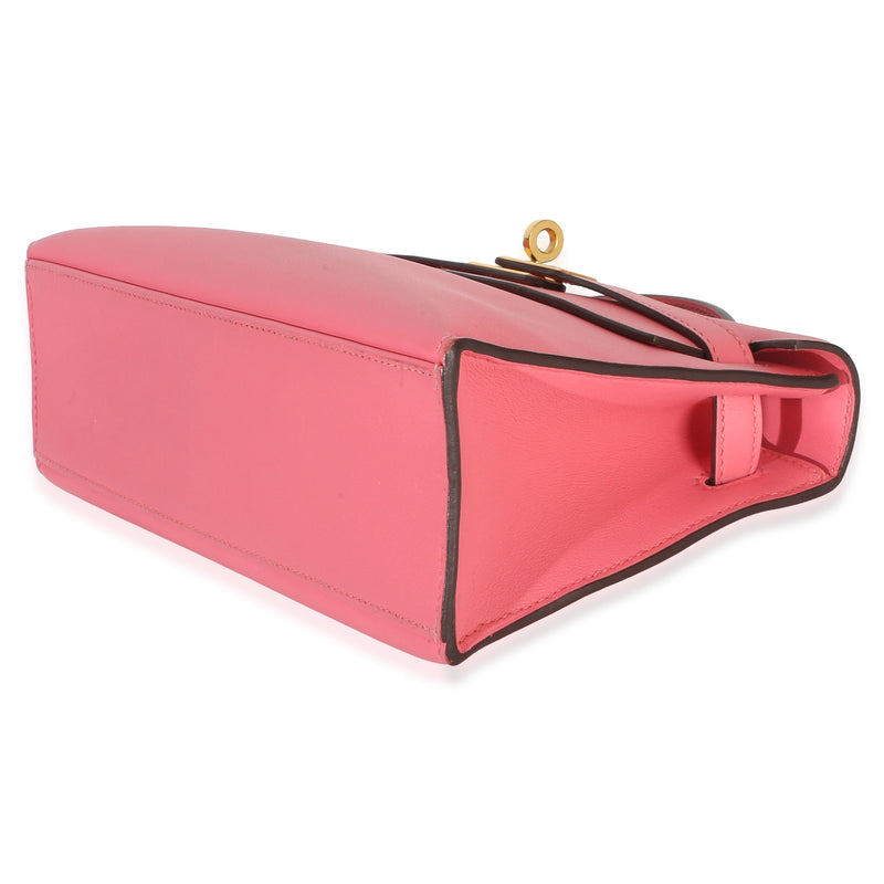 Hermès Rose Azalee Swift Kelly Pochette Ghw Pink Leather Bag