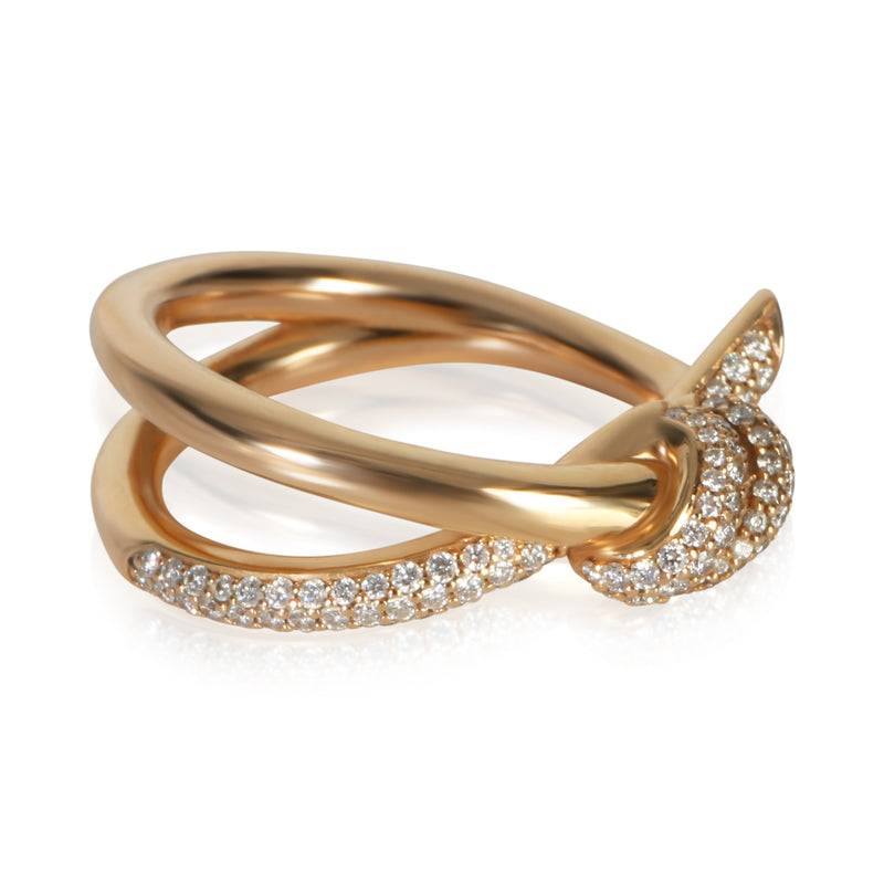 Tiffany & Co. Rose Gold Diamond Double Row Knot Ring 18k