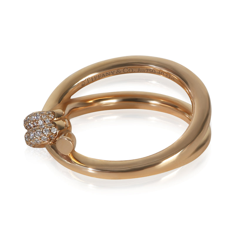 Tiffany & Co. Rose Gold Diamond Double Row Knot Ring 18k