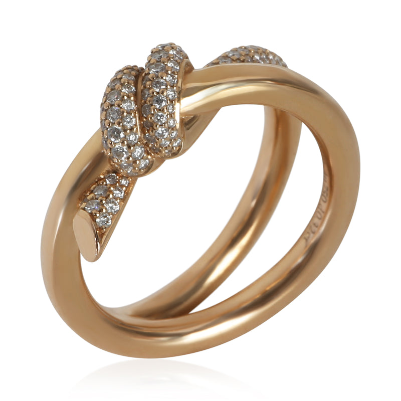 Tiffany & Co. Rose Gold Diamond Double Row Knot Ring 18k