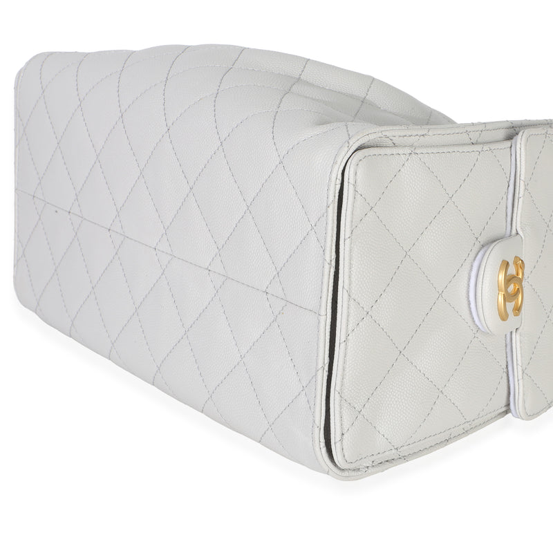 Chanel Light Grey Quilted Caviar Small 25 Hobo Gray Leather