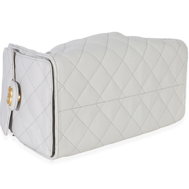 Chanel Light Grey Quilted Caviar Small 25 Hobo Gray Leather