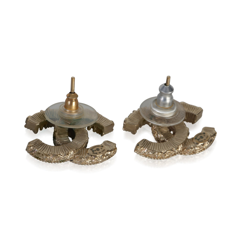 Chanel Gold-Plated 2014 Black Enamel Cc Earrings