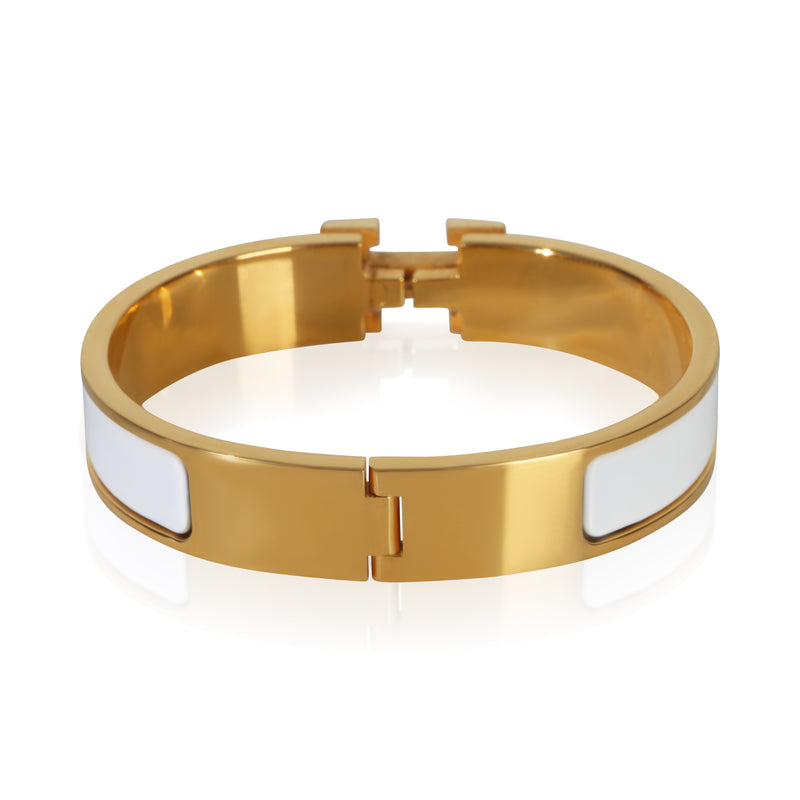 Hermès Gold-Plated Clic H Blanc Bracelet