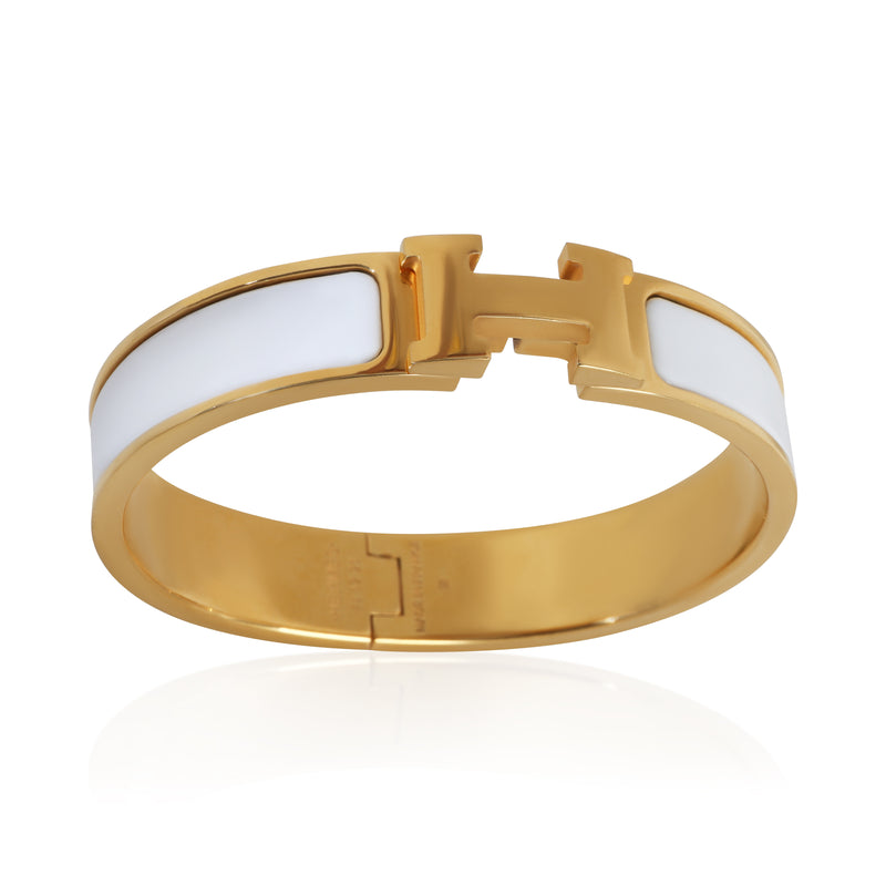 Hermès Gold-Plated Clic H Blanc Bracelet