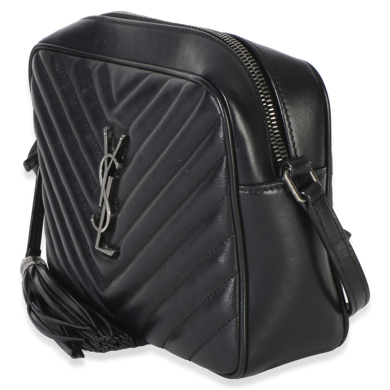 Saint Laurent Black Matelasse Calfskin Lou Camera Leather Bag