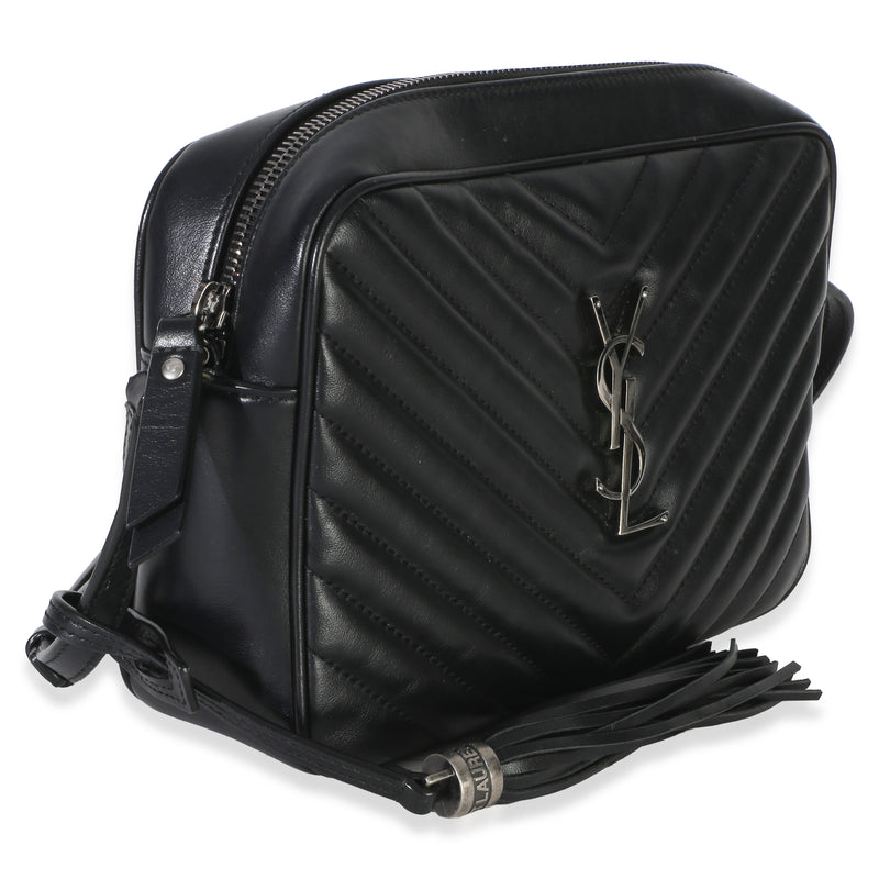 Saint Laurent Black Matelasse Calfskin Lou Camera Leather Bag