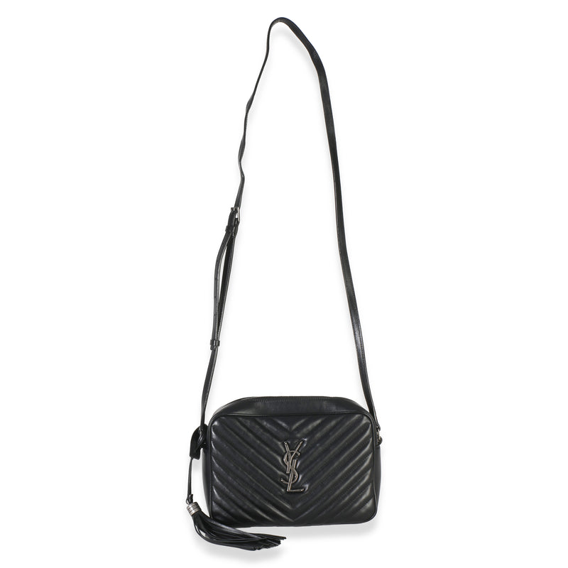 Saint Laurent Black Matelasse Calfskin Lou Camera Leather Bag