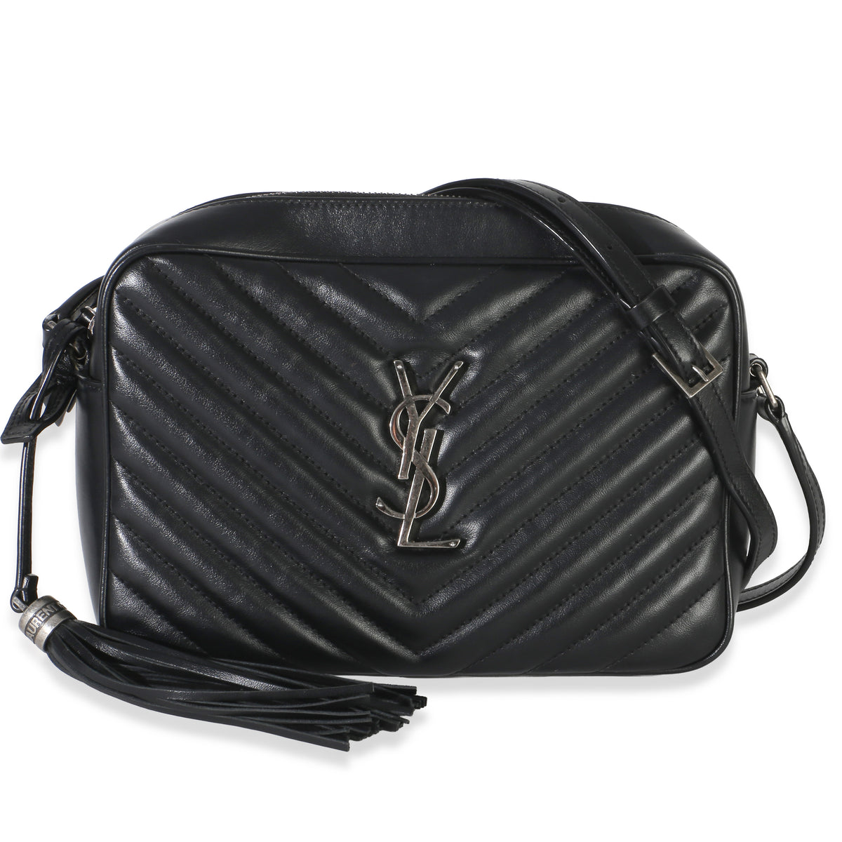 Saint Laurent Black Matelasse Calfskin Lou Camera Leather Bag