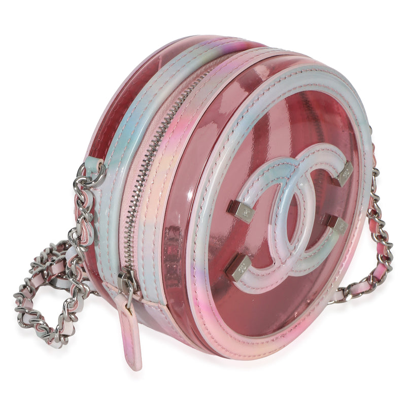 Chanel Pink Multicolor Pvc Lambskin Filigree Round Clutch With Chain Other