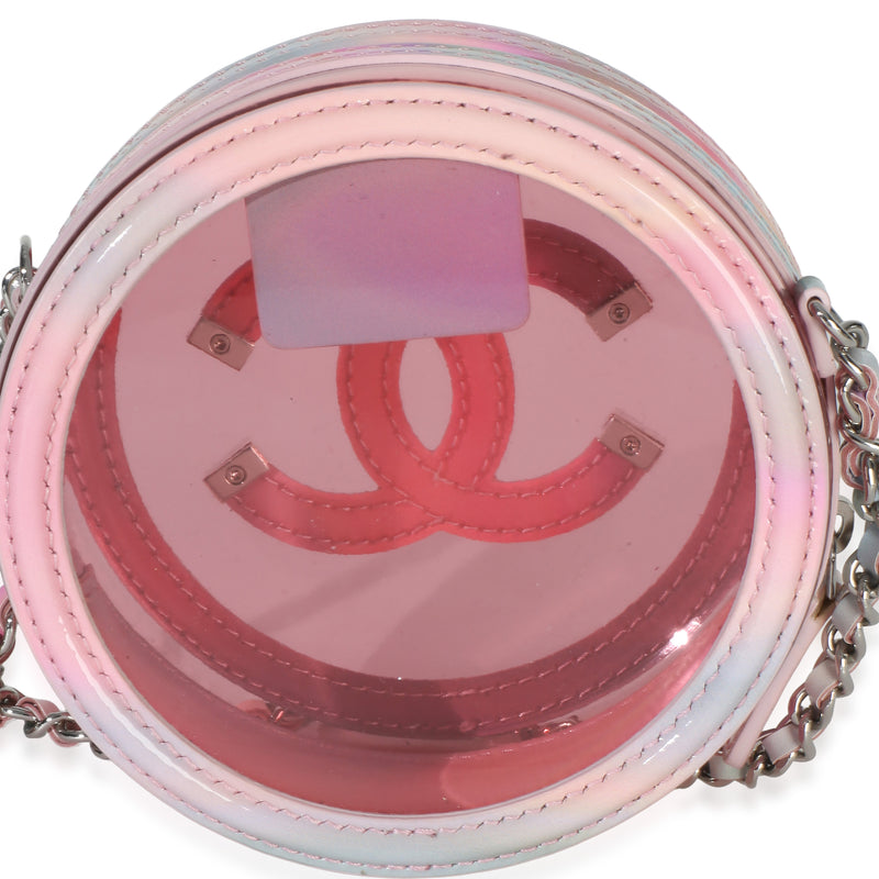 Chanel Pink Multicolor Pvc Lambskin Filigree Round Clutch With Chain Other