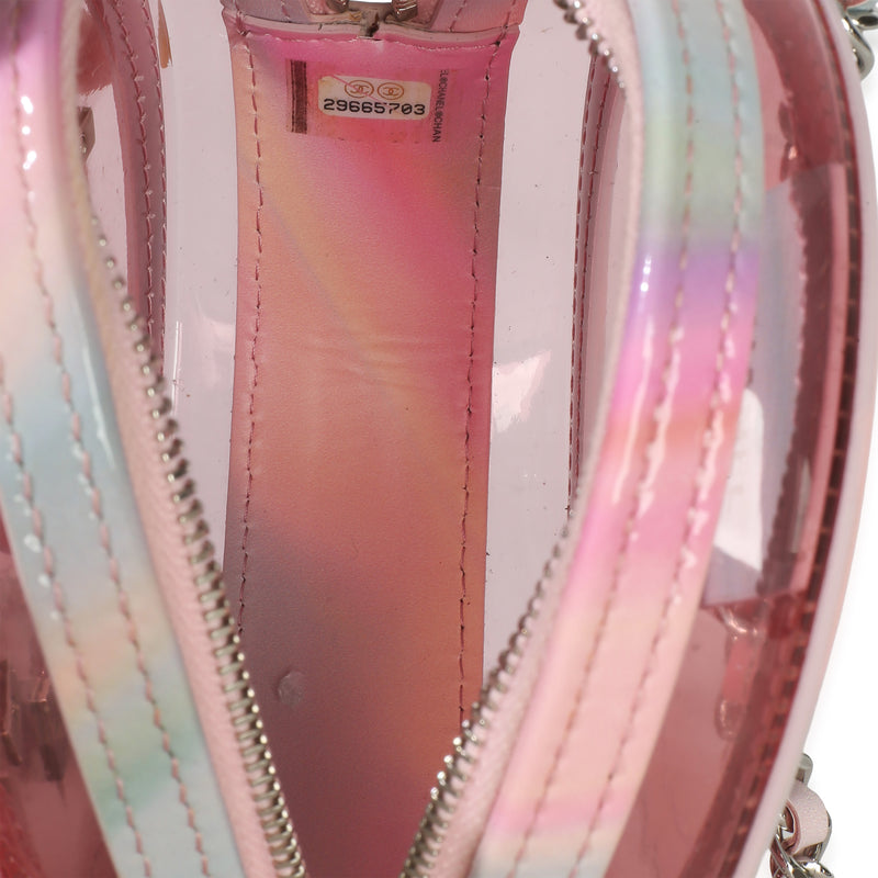 Chanel Pink Multicolor Pvc Lambskin Filigree Round Clutch With Chain Other