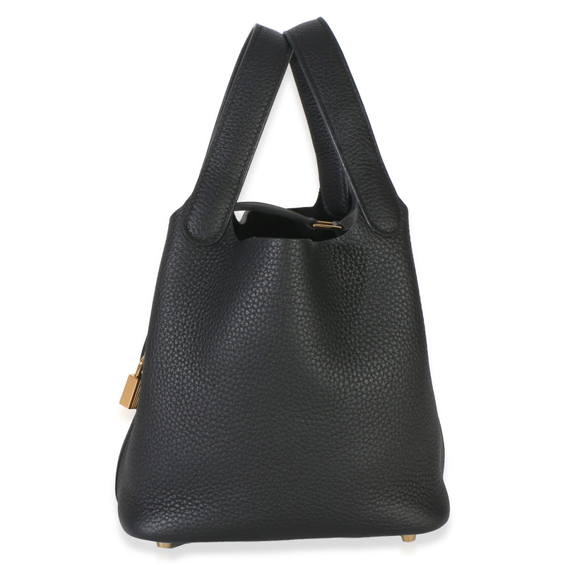 Hermès Black Clemence Picotin Lock 18 Phw Leather Bag