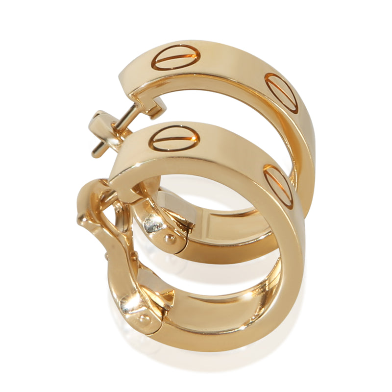 Cartier Yellow Gold Love Classic Model Hoop Earrings 18k