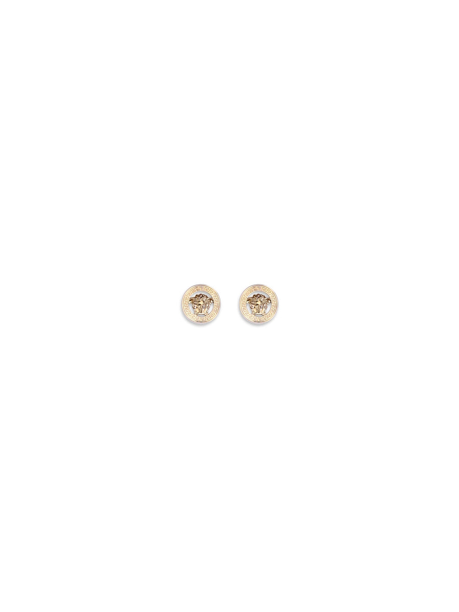 Versace Medusa Emblem Stud Earrings — Gold Metal