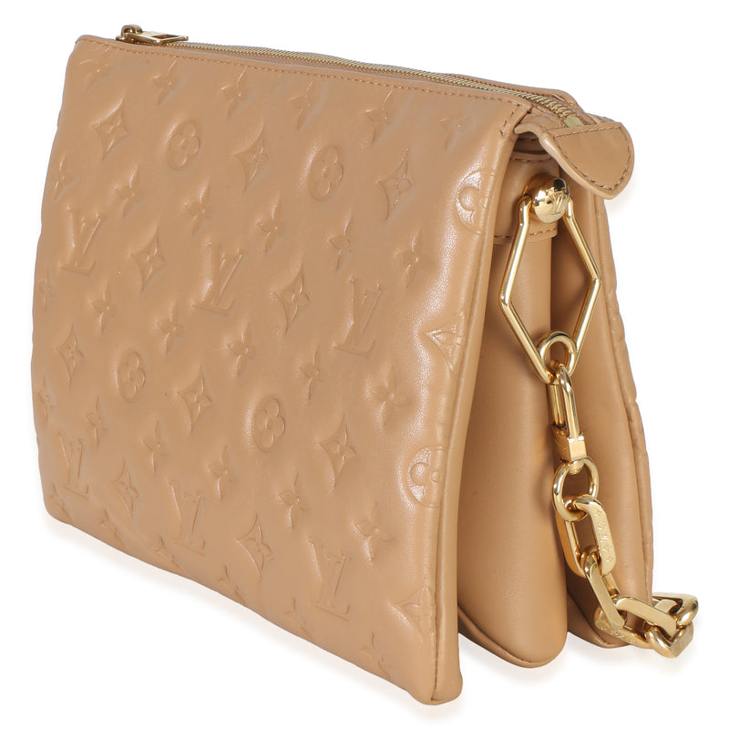Louis Vuitton Camel Monogram Embossed Lambskin Coussin Pm Beige; Tan Leather Bag