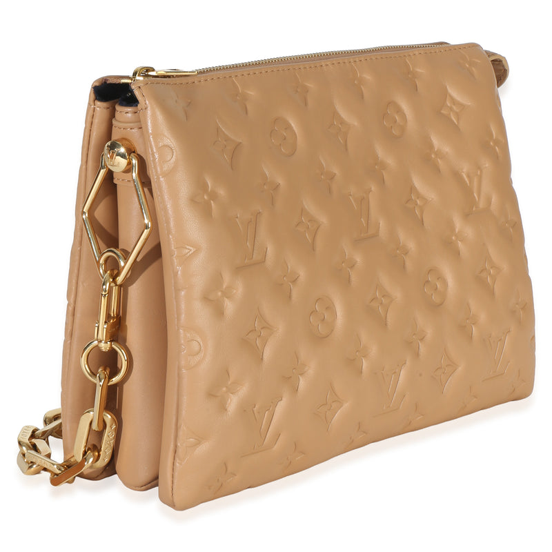 Louis Vuitton Camel Monogram Embossed Lambskin Coussin Pm Beige; Tan Leather Bag