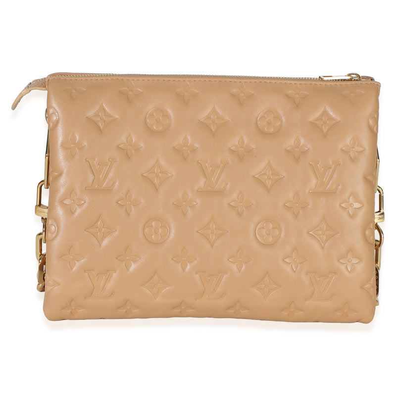 Louis Vuitton Camel Monogram Embossed Lambskin Coussin Pm Beige; Tan Leather Bag