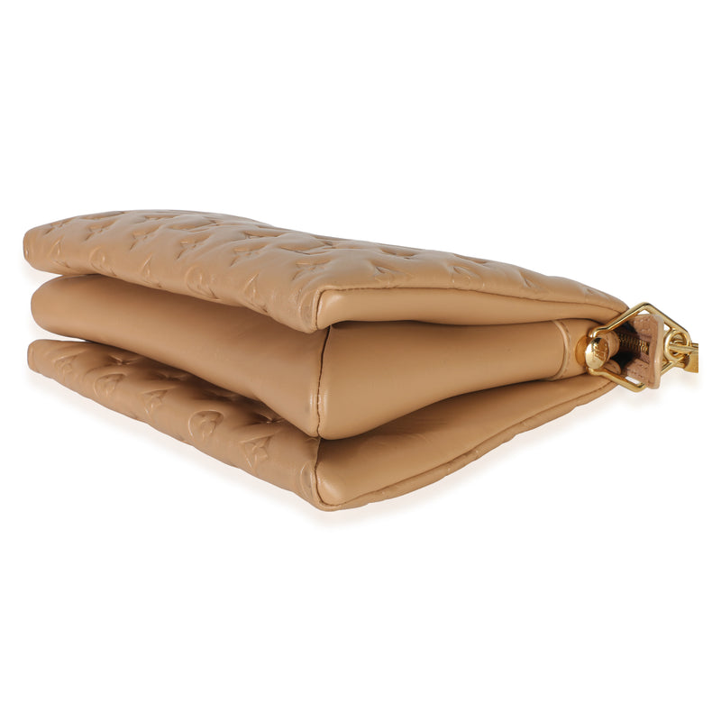 Louis Vuitton Camel Monogram Embossed Lambskin Coussin Pm Beige; Tan Leather Bag