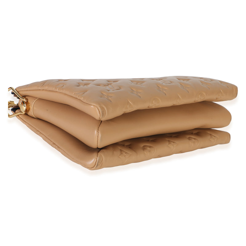 Louis Vuitton Camel Monogram Embossed Lambskin Coussin Pm Beige; Tan Leather Bag