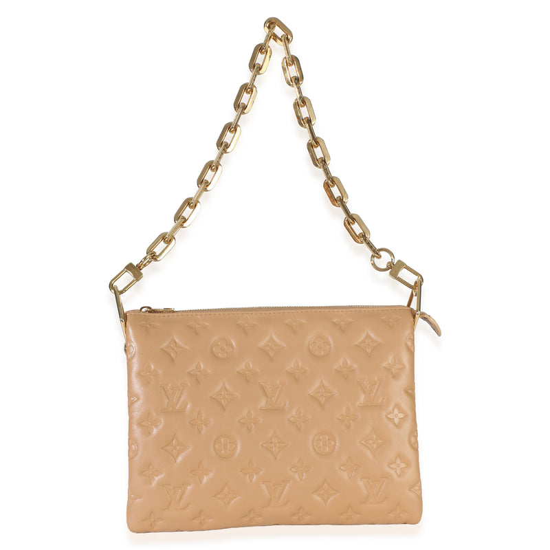 Louis Vuitton Camel Monogram Embossed Lambskin Coussin Pm Beige; Tan Leather Bag
