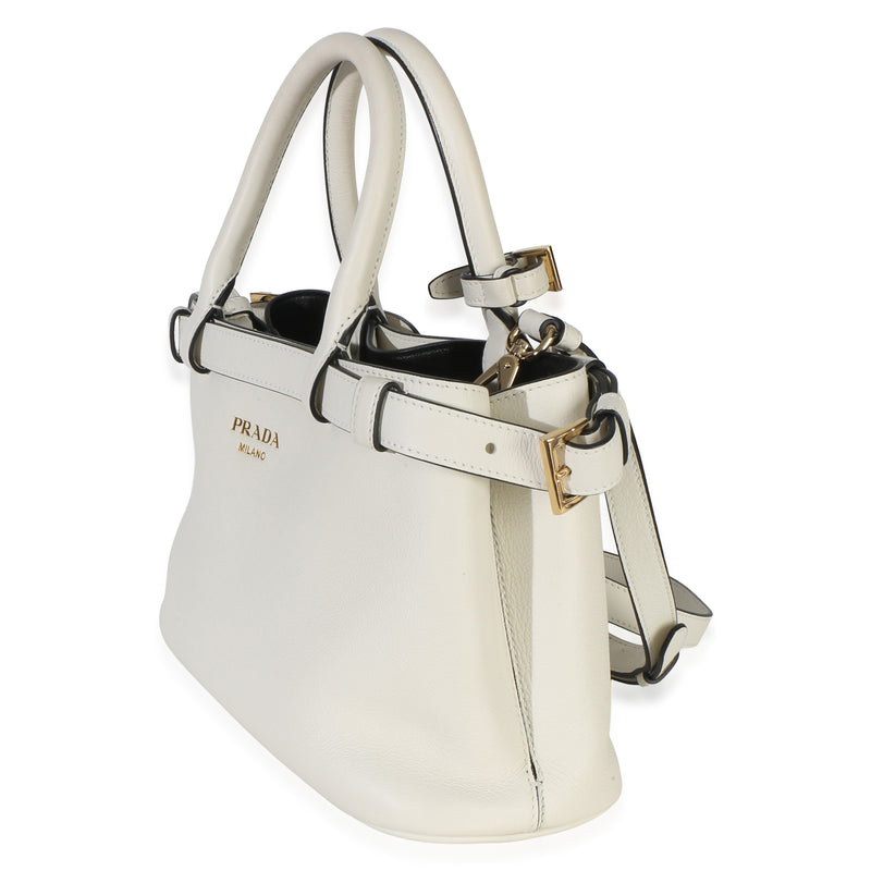 Prada White Nappa Small Belt Shoulder Bag Leather