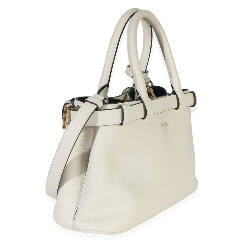 Prada White Nappa Small Belt Shoulder Bag Leather