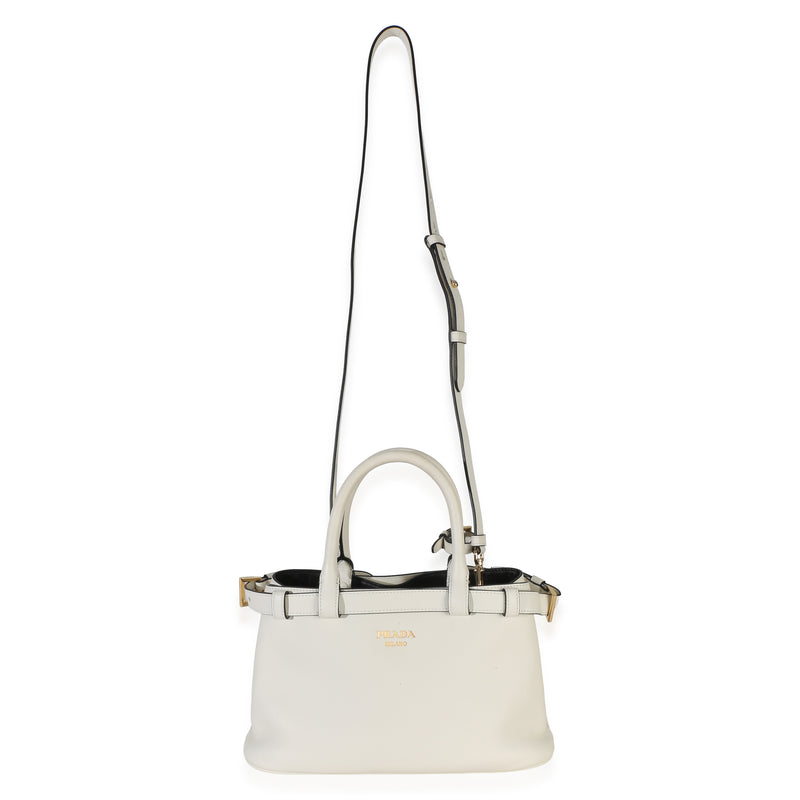 Prada White Nappa Small Belt Shoulder Bag Leather