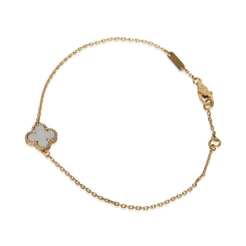 Van Cleef & Arpels Yellow Gold Mother Of Pearl Sweet Alhambra Bracelet 18k