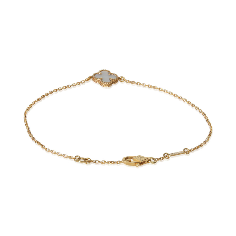 Van Cleef & Arpels Yellow Gold Mother Of Pearl Sweet Alhambra Bracelet 18k
