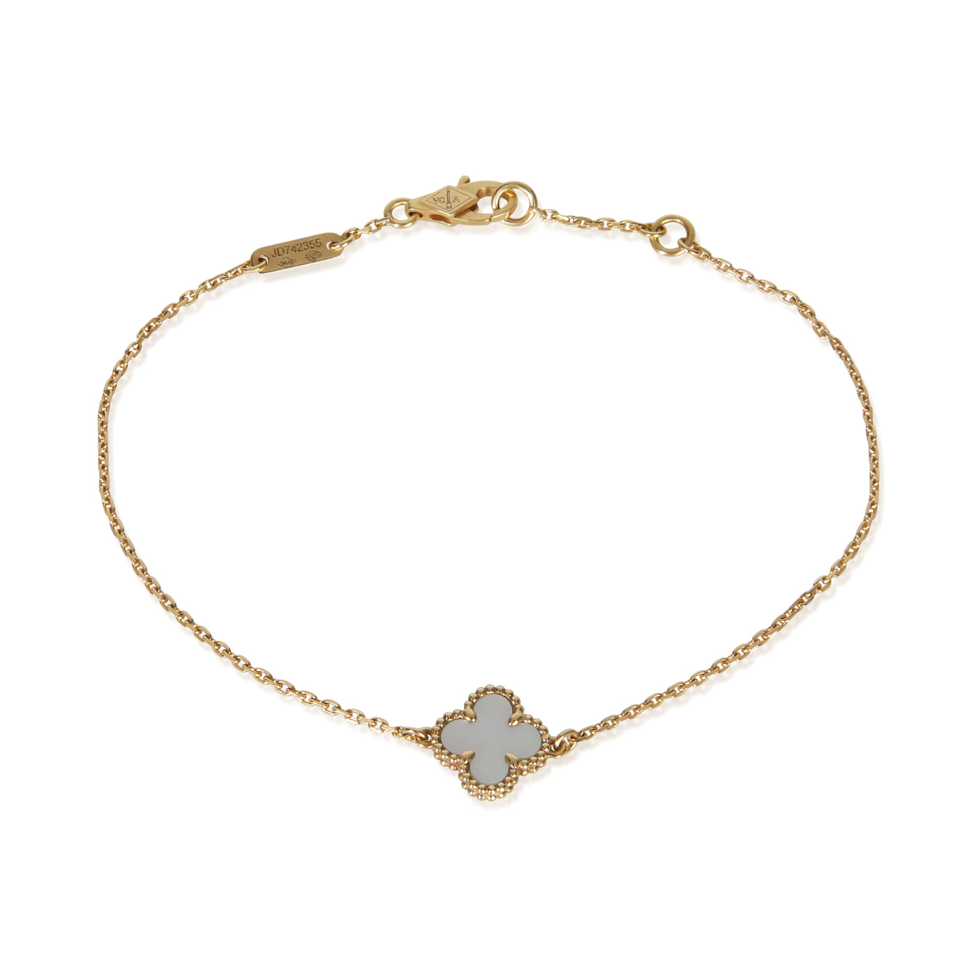 Van Cleef & Arpels Yellow Gold Mother Of Pearl Sweet Alhambra Bracelet 18k