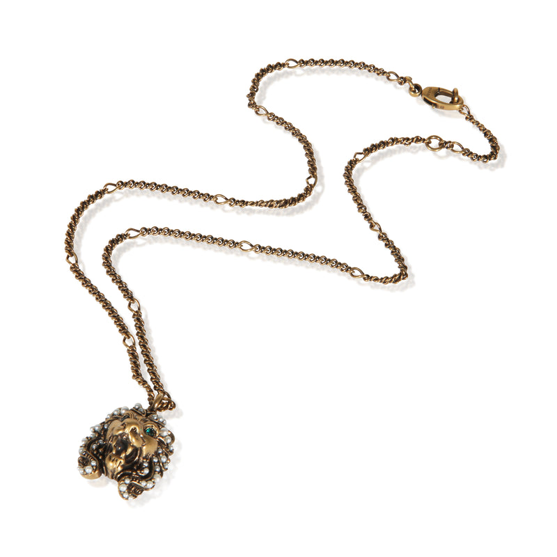 Gucci Gold-Plated Lion Head Pendant