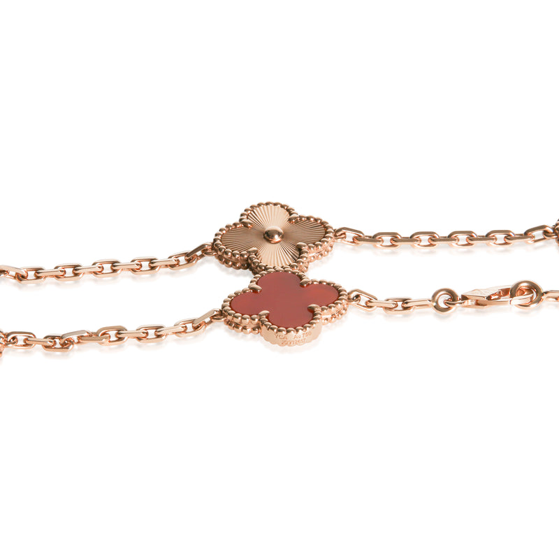 Van Cleef & Arpels Rose Gold Carnelian Vintage Alhambra Necklace 18k