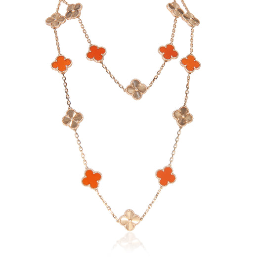 Van Cleef & Arpels Rose Gold Carnelian Vintage Alhambra Necklace 18k