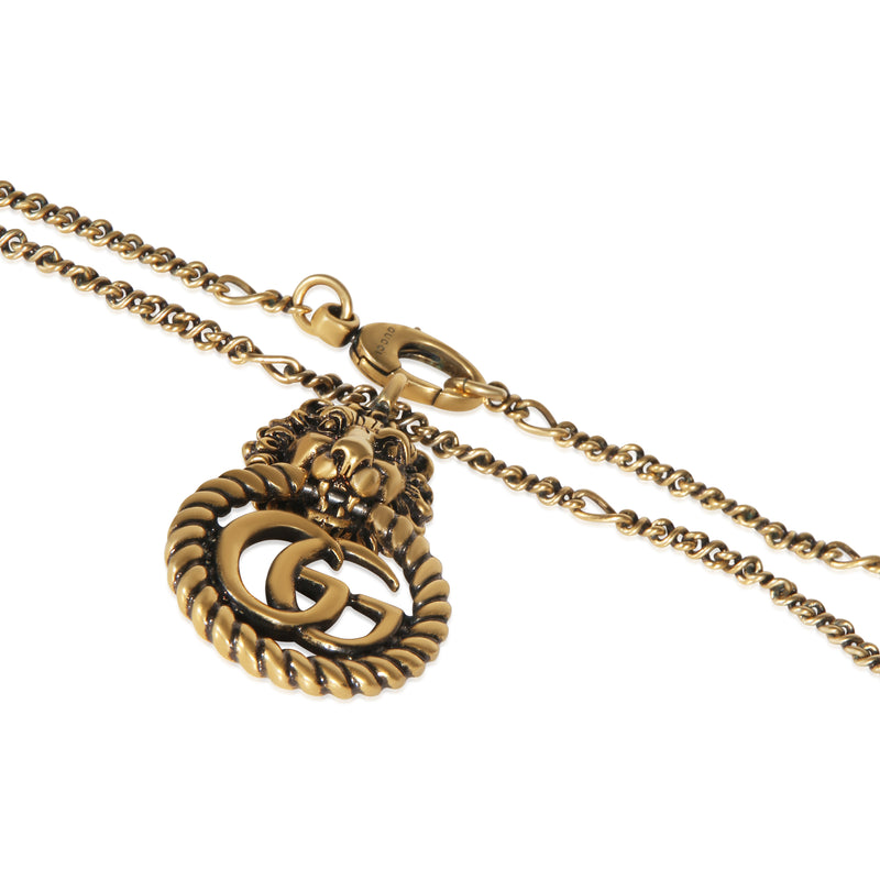 Gucci Gold-Plated Double G Lion Head Pendant