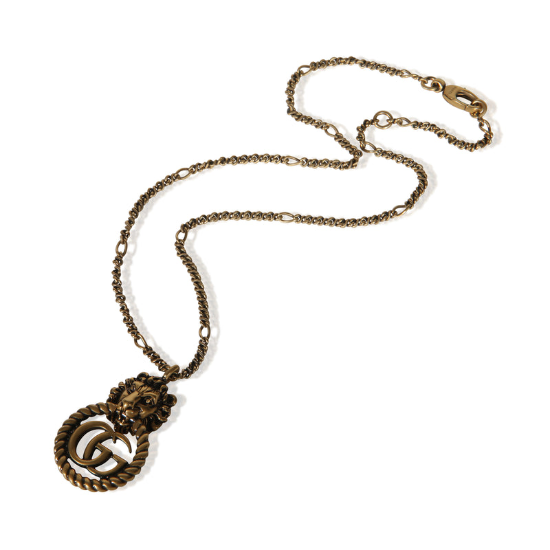 Gucci Gold-Plated Double G Lion Head Pendant
