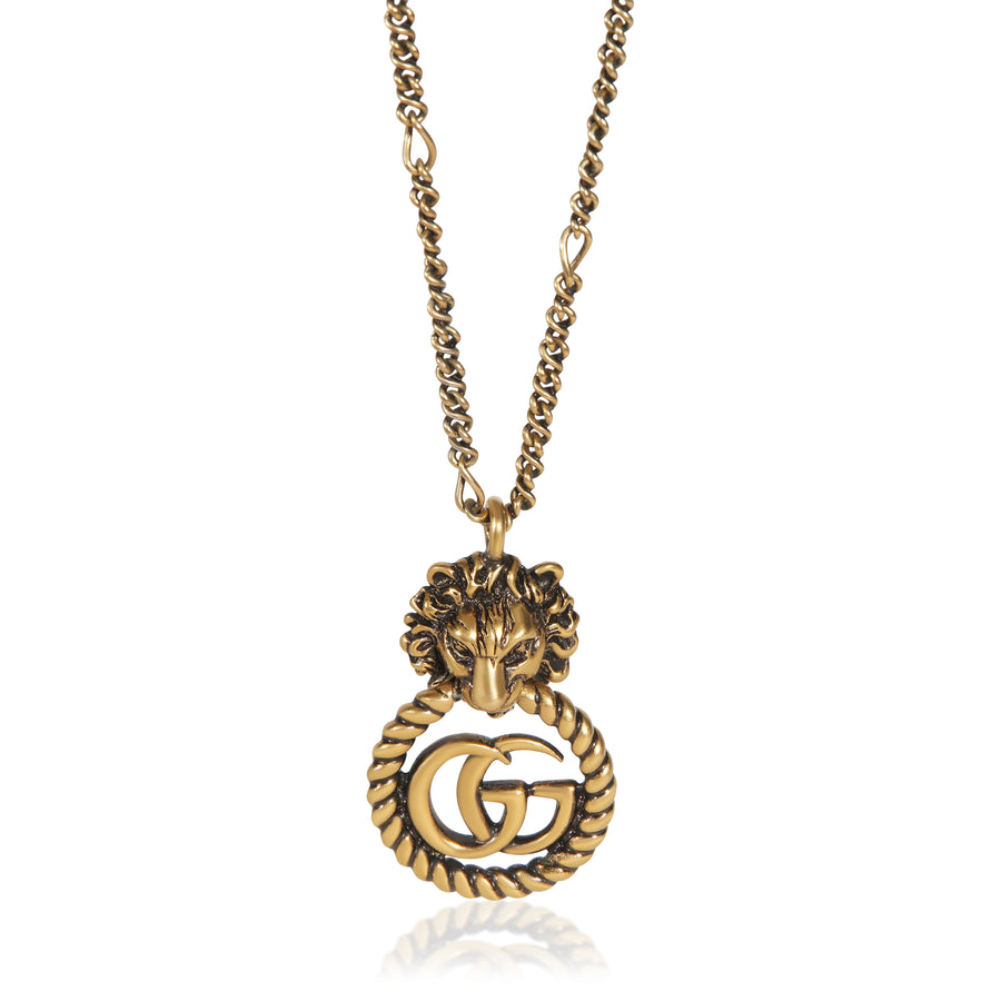 Gucci Gold-Plated Double G Lion Head Pendant