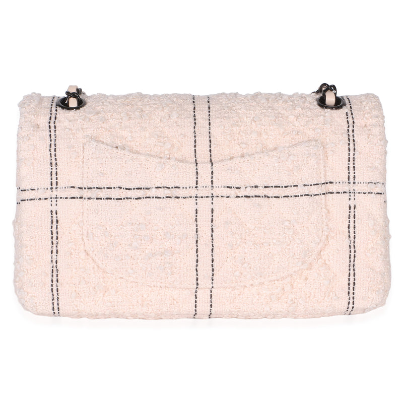 Chanel Light Pink Multicolor Quilted Tweed Medium Double Flap Bag Fabric