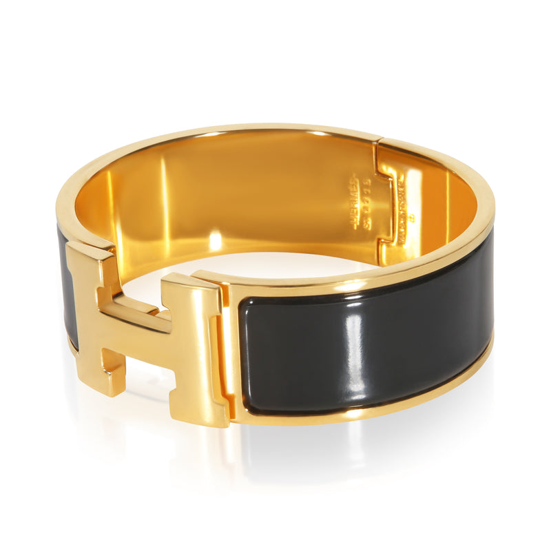 Hermès Gold-Plated Clic Clac Noir Bracelet