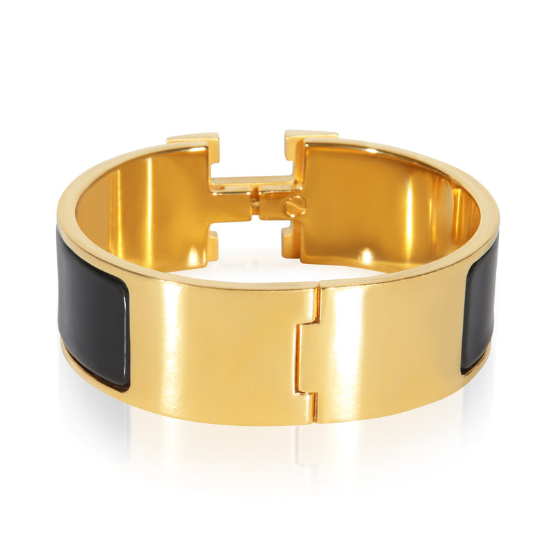 Hermès Gold-Plated Clic Clac Noir Bracelet