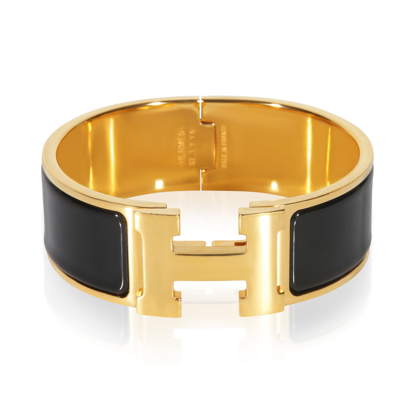 Hermès Gold-Plated Clic Clac Noir Bracelet