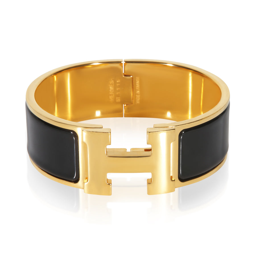 Hermès Gold-Plated Clic Clac Noir Bracelet
