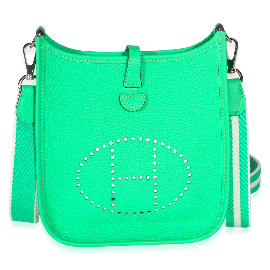 Hermès Vert Comics Clemence Mini Evelyne 16 Tpm Phw Green Leather Bag