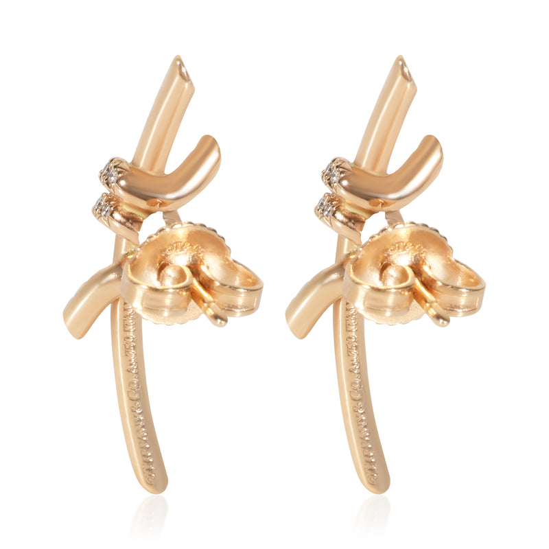 Tiffany & Co. Rose Gold Diamond Knot Earrings 18k
