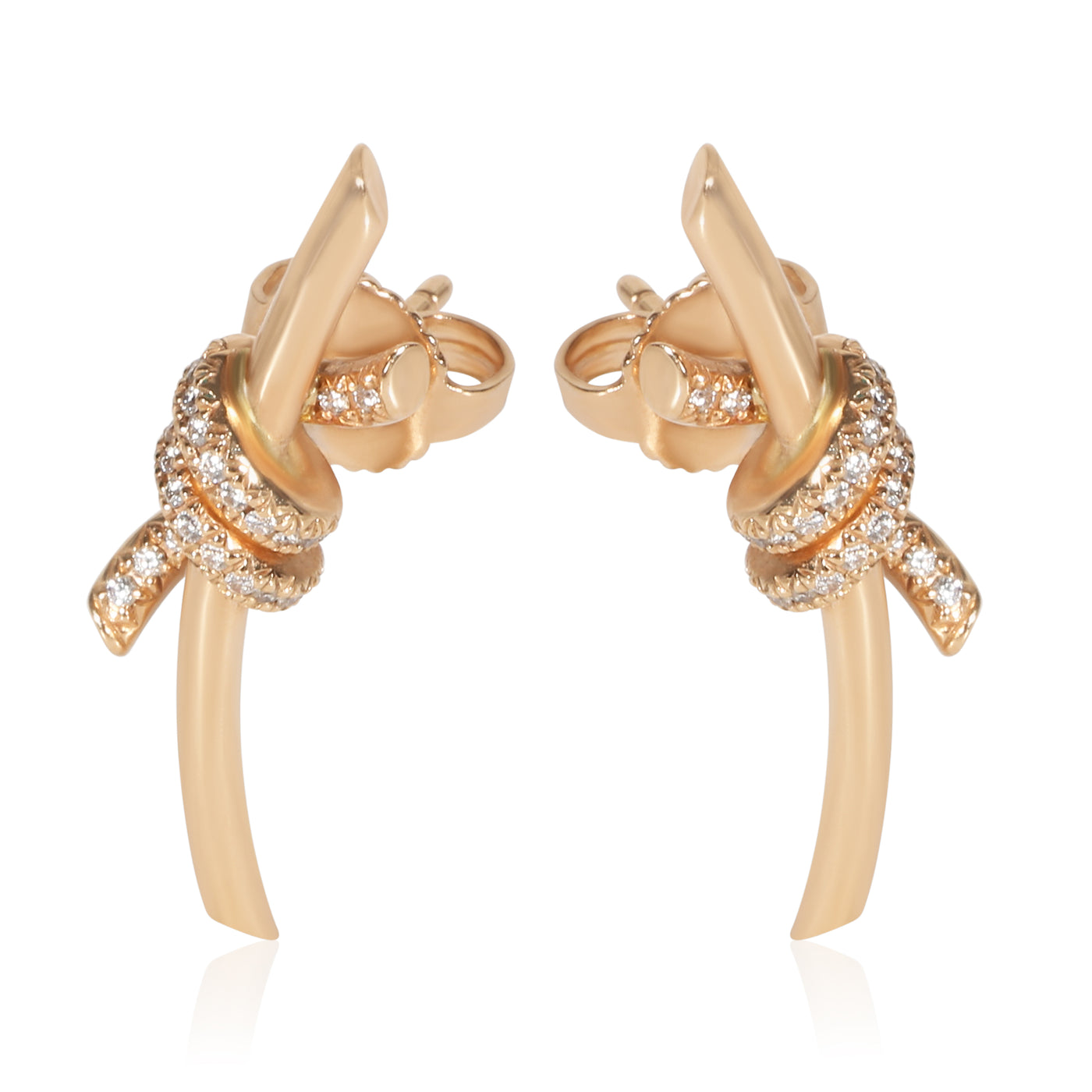 Tiffany & Co. Rose Gold Diamond Knot Earrings 18k
